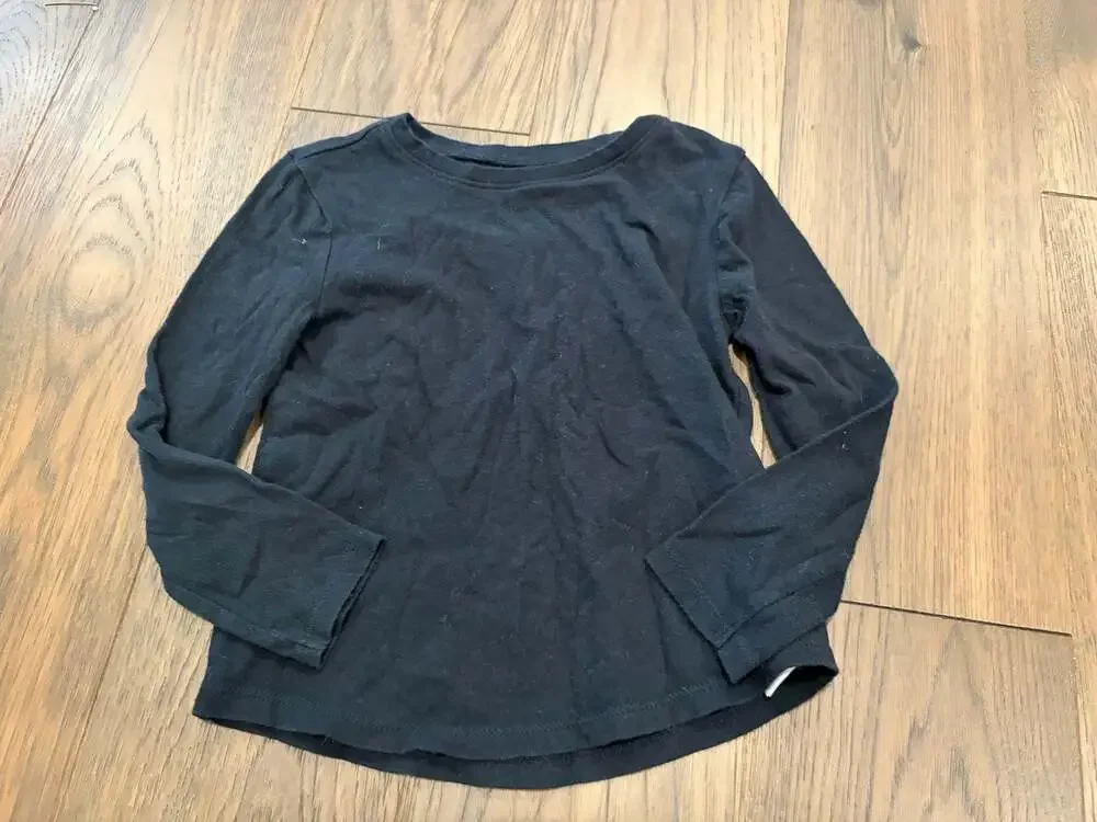 Old Navy Toddler Girls Long Sleeve Crew Neck Basic Tee Black Size 4T